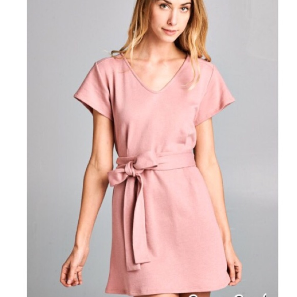 ◾️Sale Mauve Tie detail dress - Picture 3 of 4